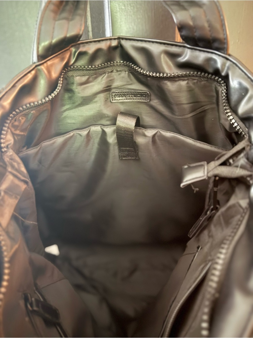 Quilted Black Tote Bag with Front Zip Pocket - Picture 5 of 5